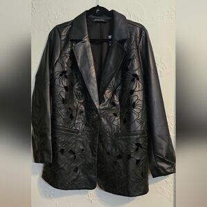 Coleen Lopez Black Floral Cutout Blazer Large New
